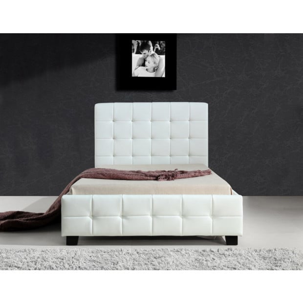 King Single Pu Leather Deluxe Bed Frame White Image 2