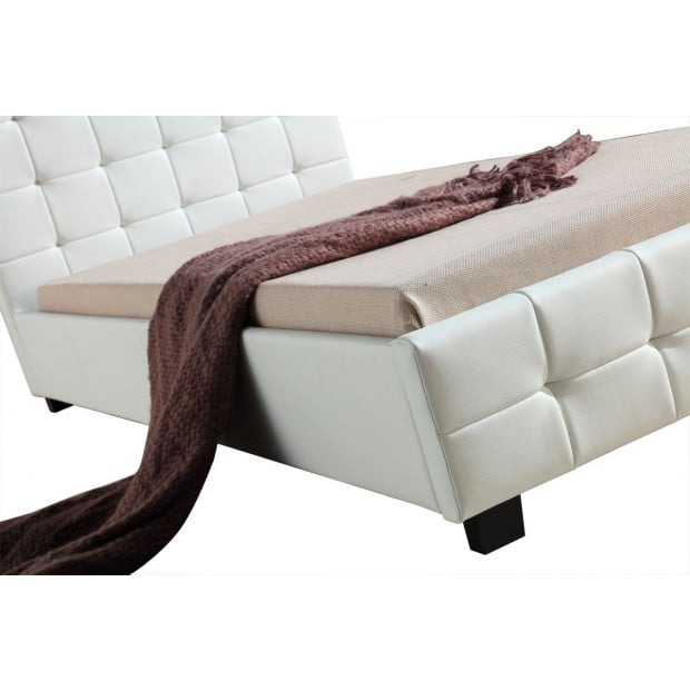 King Single Pu Leather Deluxe Bed Frame White Image 3