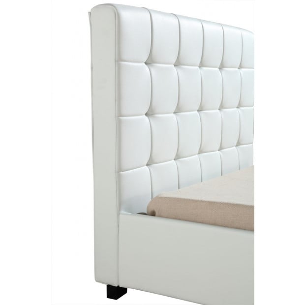 King Single Pu Leather Deluxe Bed Frame White Image 4