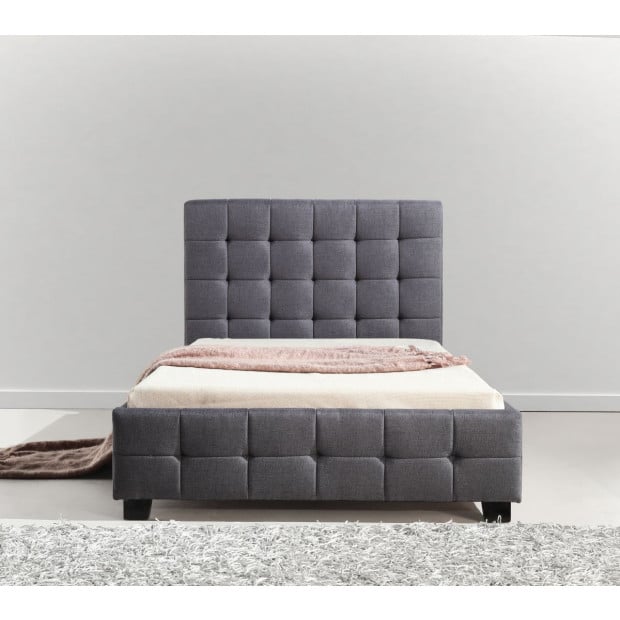 King Single Linen Fabric Deluxe Bed Frame Grey Image 2