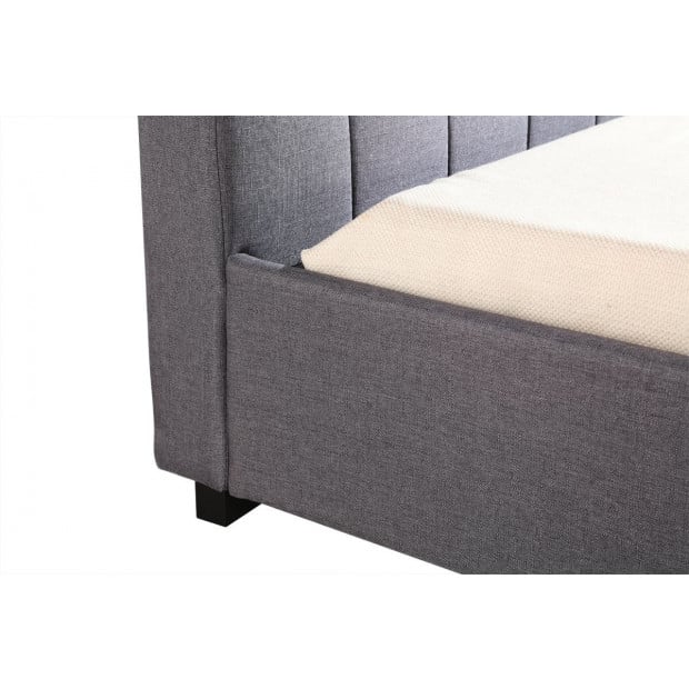 King Single Linen Fabric Deluxe Bed Frame Grey Image 3