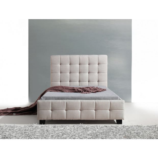 King Single Linen Fabric Deluxe Bed Frame Beige Image 2