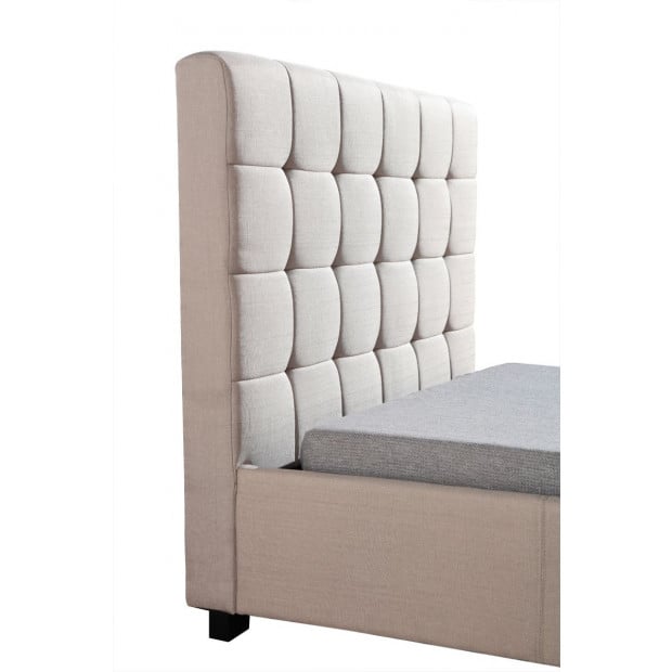 King Single Linen Fabric Deluxe Bed Frame Beige Image 3