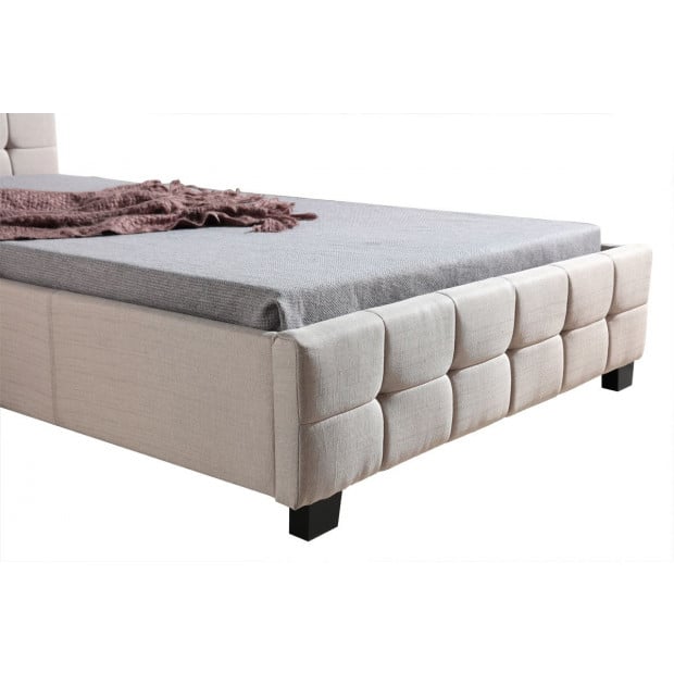 King Single Linen Fabric Deluxe Bed Frame Beige Image 4
