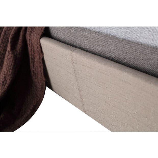 King Single Linen Fabric Deluxe Bed Frame Beige Image 5