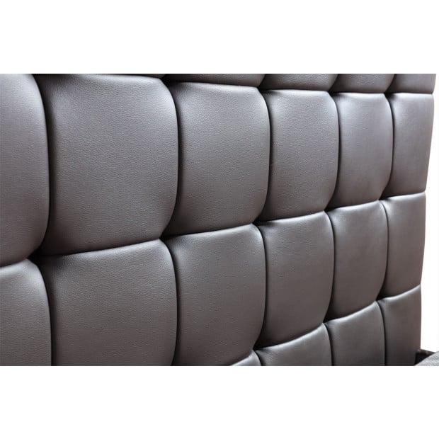 King Single Pu Leather Deluxe Bed Frame Brown Image 3