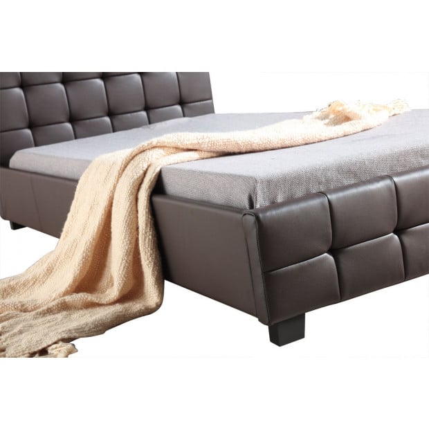 King Single Pu Leather Deluxe Bed Frame Brown Image 4