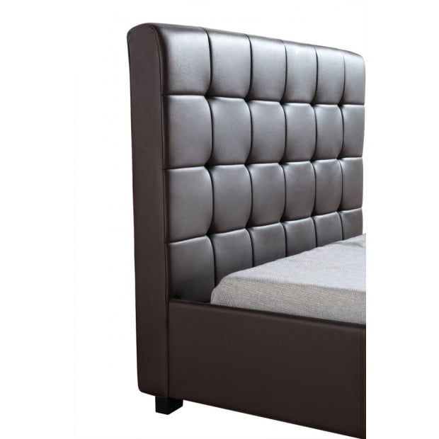King Single Pu Leather Deluxe Bed Frame Brown Image 5