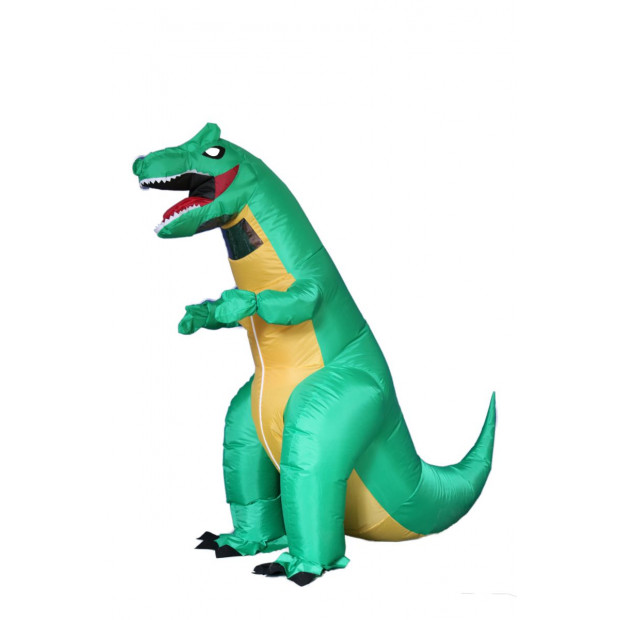 Dino T-Rex Dinosaur Tyrannosaurus Inflatable Costume Green/Yellow Image 3