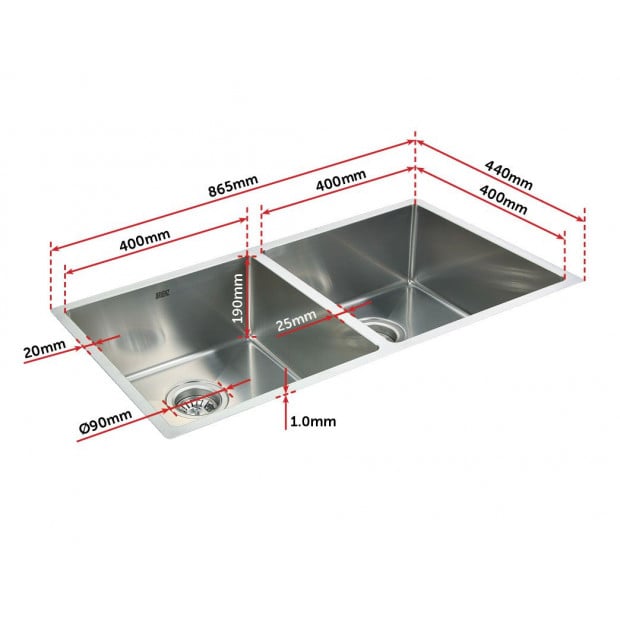 Stainless Steel Sink - 865 x 440 x 228mm Image 7