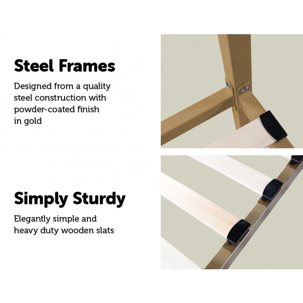 4 Four Poster Queen Bed Frame - Gold Image 3