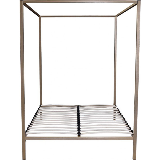 4 Four Poster Queen Bed Frame - Gold Image 4