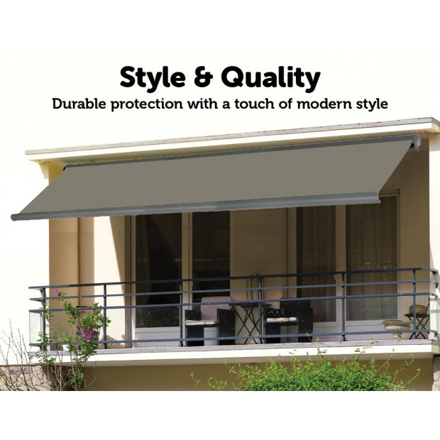 Heavy Duty Full Cassette Motorised Awning Grey - 5.0m X 3.0m Image 2