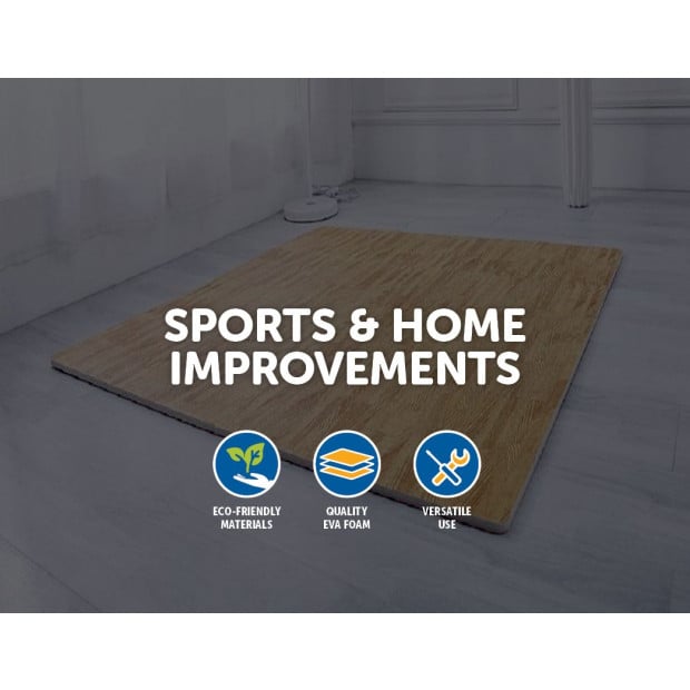 12 Tiles Eva Fitness Home Yoga Gym Interlocking Floor Puzzle Mat Wood Image 2