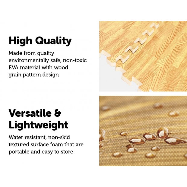 12 Tiles Eva Fitness Home Yoga Gym Interlocking Floor Puzzle Mat Wood Image 3