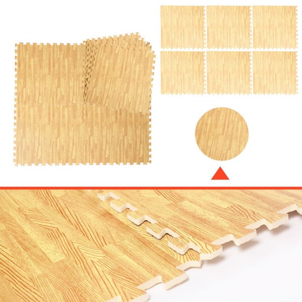 12 Tiles Eva Fitness Home Yoga Gym Interlocking Floor Puzzle Mat Wood Image 5