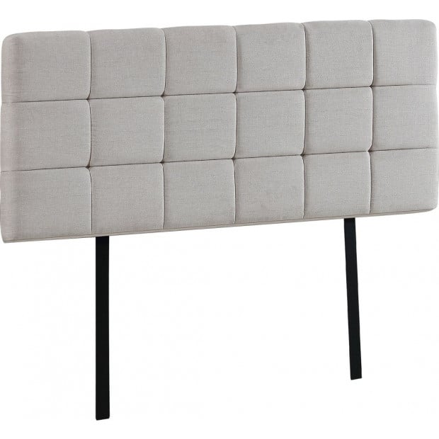 Linen Fabric Double Bed Deluxe Headboard Bedhead - Boxed Beige Image 5