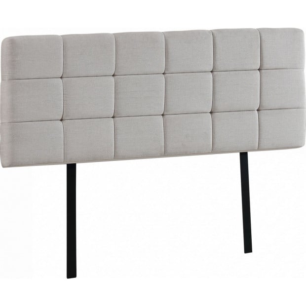 Linen Fabric Queen Bed Deluxe Headboard Bedhead - Beige Image 5