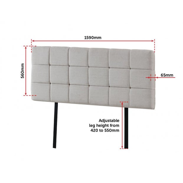Linen Fabric Queen Bed Deluxe Headboard Bedhead - Beige Image 6