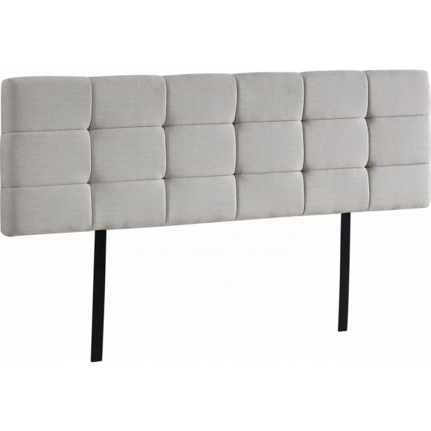 Linen Fabric King Bed Back Headboard Bedhead - Beige Image 5