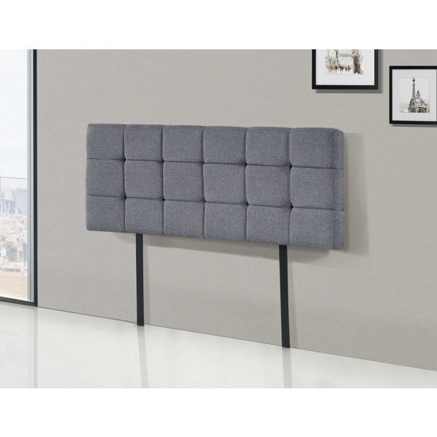Linen Fabric Double Bed Deluxe Headboard Bedhead Square - Grey