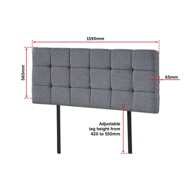 Linen Fabric Headboard Bedhead - Grey - Queen Image 6