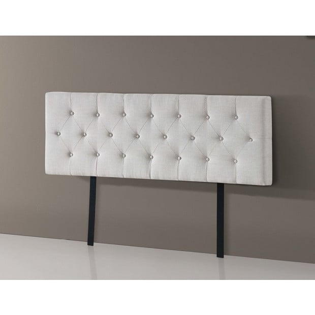 Linen Fabric Queen Bed Deluxe Headboard Bedhead Buttoned - Beige