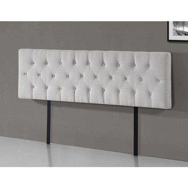 Linen Fabric King Bed Deluxe Headboard Bedhead Beige - Diamond