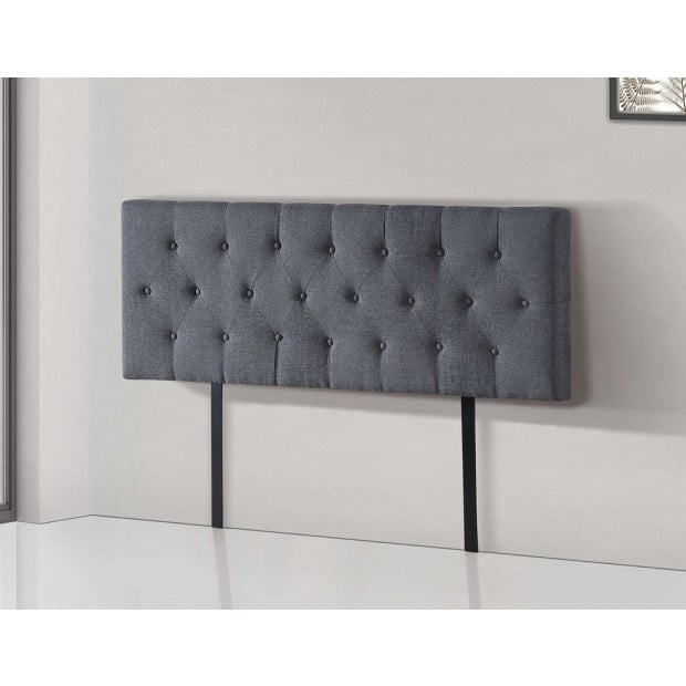 Linen Fabric Double Bed Deluxe Headboard Bedhead Diamond - Grey