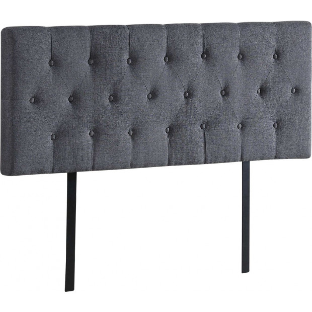 Linen Fabric Double Bed Deluxe Headboard Bedhead Diamond - Grey Image 5