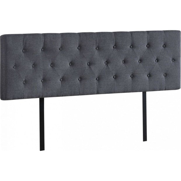 Linen Fabric King Bed Deluxe Headboard Bedhead Grey Diamond Image 5