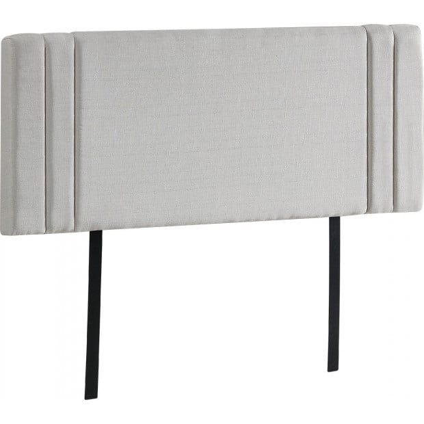 Linen Fabric Double Bed Deluxe Headboard Bedhead Plain - Beige Image 5
