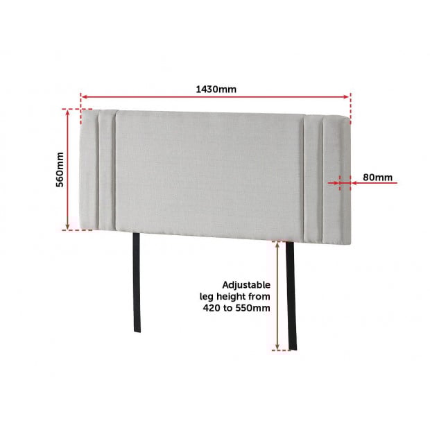 Linen Fabric Double Bed Deluxe Headboard Bedhead Plain - Beige Image 6