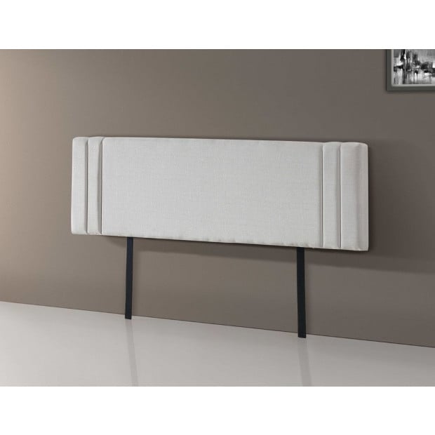 Linen Fabric King Bed Deluxe Headboard Bedhead Beige - Straight