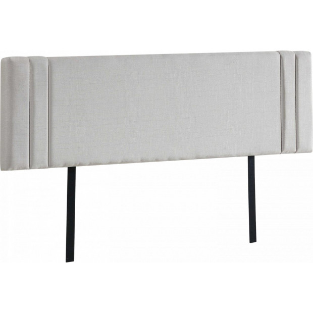 Linen Fabric King Bed Deluxe Headboard Bedhead Beige - Straight Image 5