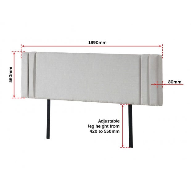 Linen Fabric King Bed Deluxe Headboard Bedhead Beige - Straight Image 6