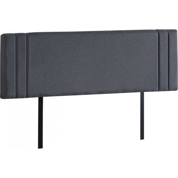 Linen Fabric King Bed Deluxe Headboard Bedhead Grey Straight Image 5