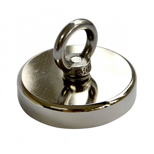 Round Neodymium Fishing Magnet Countersunk Hole Eyebolt, 500 Lbs Pull Image 2