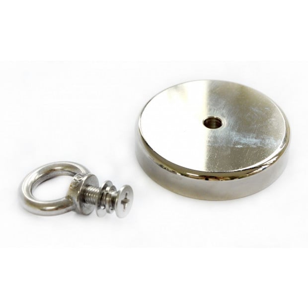Round Neodymium Fishing Magnet Countersunk Hole Eyebolt, 500 Lbs Pull Image 4