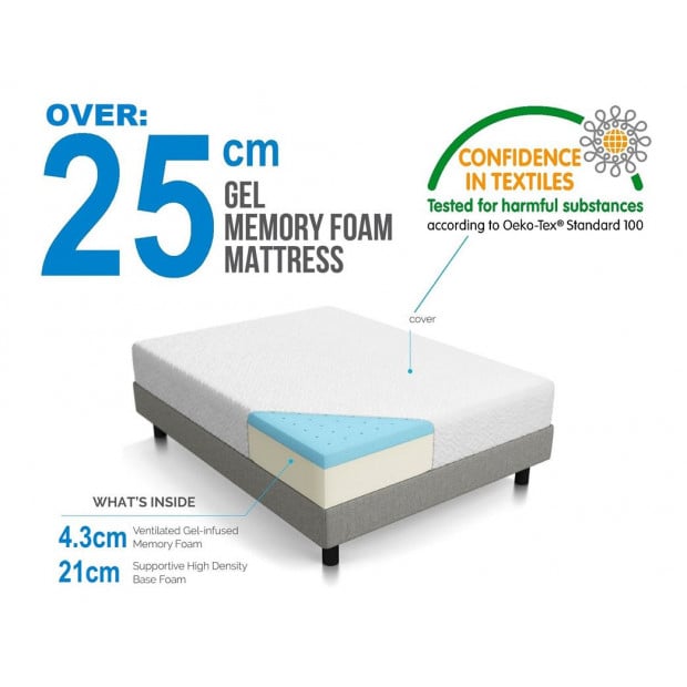 Palermo Double 25cm Gel Memory Foam Mattress - Dual-layered Image 3