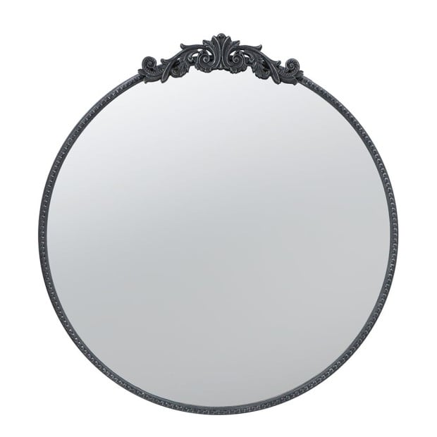 Round Ornate Metallic Wall Mirror Art Decor Image 2