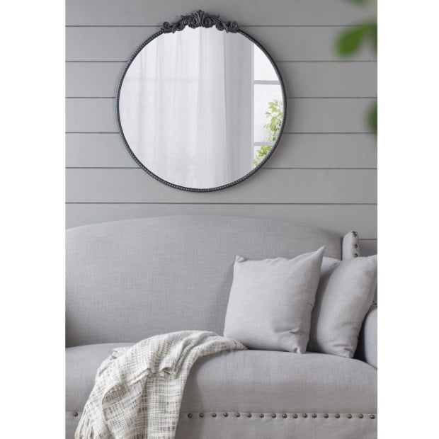 Round Ornate Metallic Wall Mirror Art Decor Image 8
