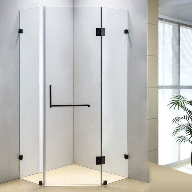 900 X 900mm Frameless 10mm Glass Shower Screen Square Handle