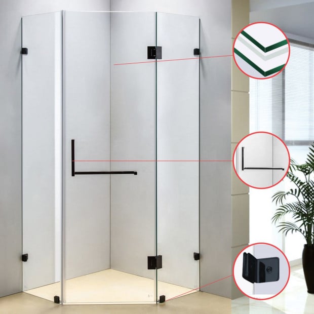 1000 X 1000mm Frameless 10mm Glass Shower Screen Image 3