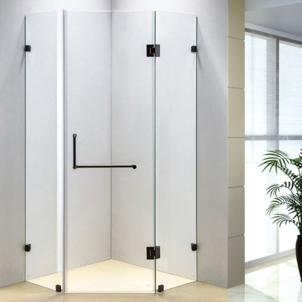 900 X 900mm Frameless 10mm Glass Shower Screen Round Handle