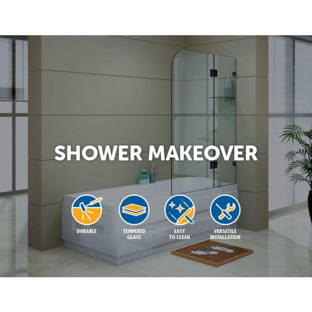 900 X 1450mm Frameless Bath Panel 10mm Shower Screen Image 2