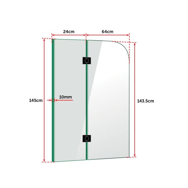900 X 1450mm Frameless Bath Panel 10mm Shower Screen Image 5