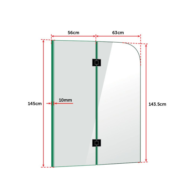 1200 X 1450mm Frameless Bath 10mm Glass Shower Screen Image 5