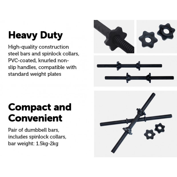 45cm - 1 Pair Dumbbell Bar 25mm Diameter - Pvc Coated Dumbell Handle Image 3