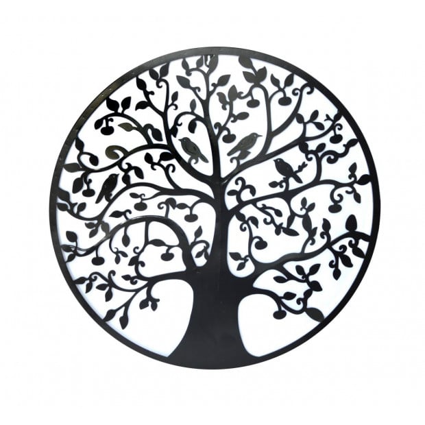 Black Tree Of Life Wall Art Hanging Metal Iron Sculpture Garden 60cm